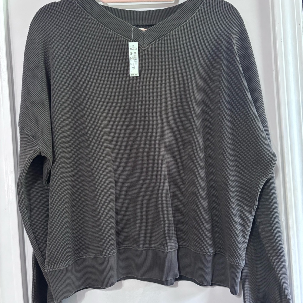 Madewell Charcoal Waffle Knit Top